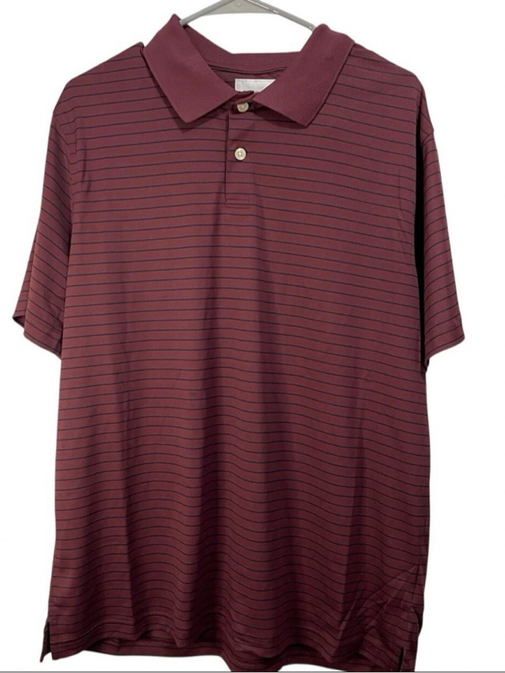 Goodfellow & Co Maroon Polo with Thin Black Stripes
